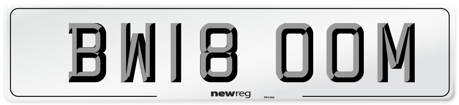 BW18 OOM Number Plate from New Reg